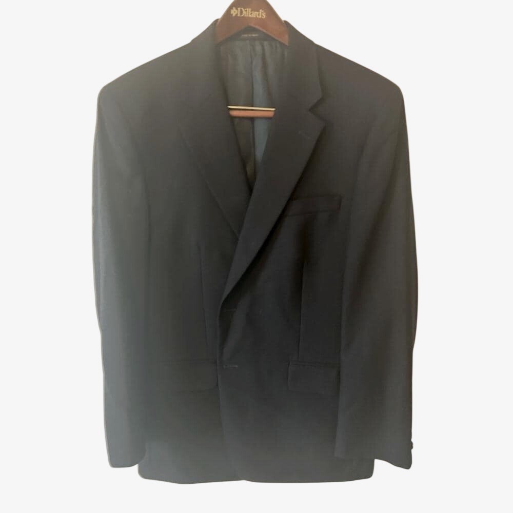Club Room Mens Navy Blue 100% Pure Wool Navy 2 Button Blazer Sport Coat Gold
